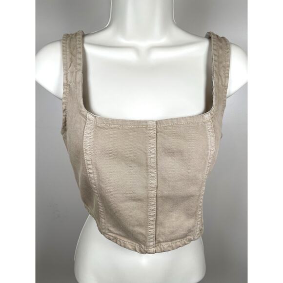 Mara Hoffman Amal Cropped Denim Brown Bustier Top Size 0 - Picture 4 of 7